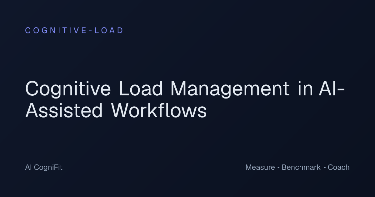 Cognitive Load Management in AI-Assisted Workflows · AI CogniFit resources