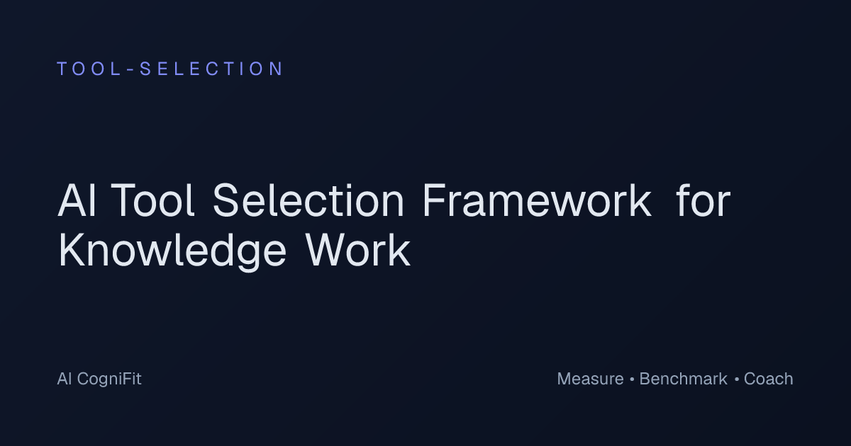 AI Tool Selection Framework for Knowledge Work · AI CogniFit resources